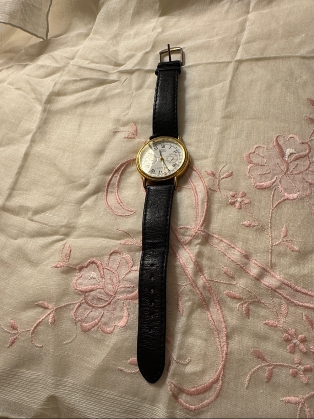 Citizen Gold Case Watch with Black Leather Strap